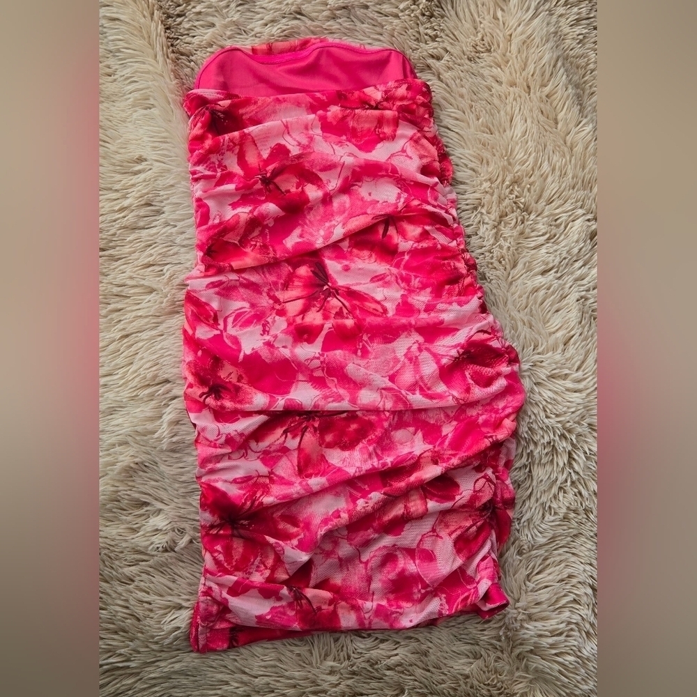 Split Hem Strapless Tube Bodycon Dress #1032 - Picture 2 of 9